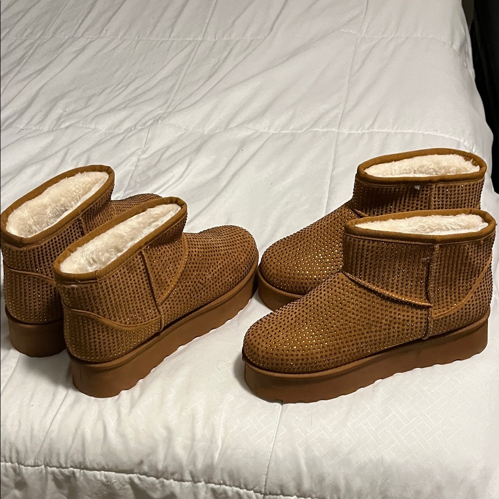 New. Brown Studded Ankle Boots